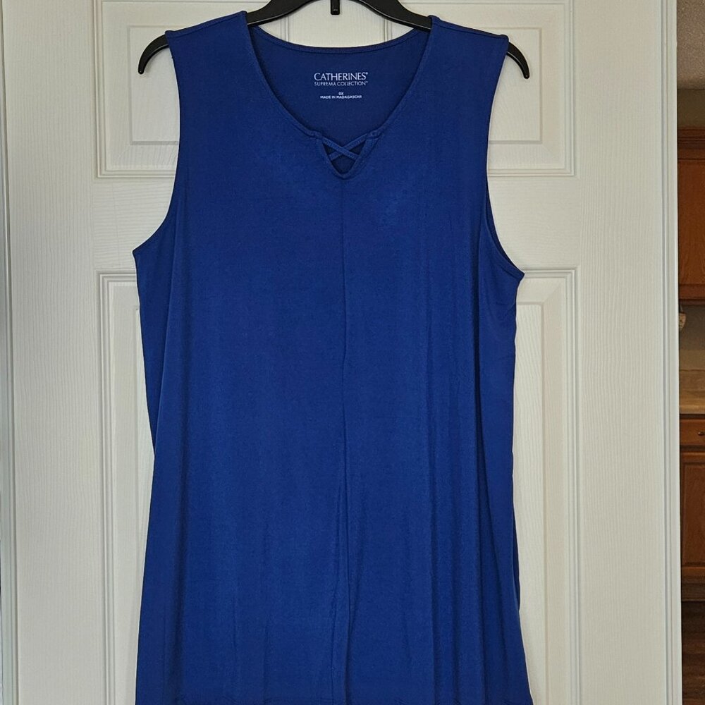 Catherines Suprema Collection Blue Sleeveless Tunic Top 0X Plus